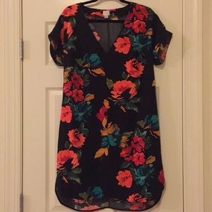 A New Day Black Floral Crepe Shift Dress